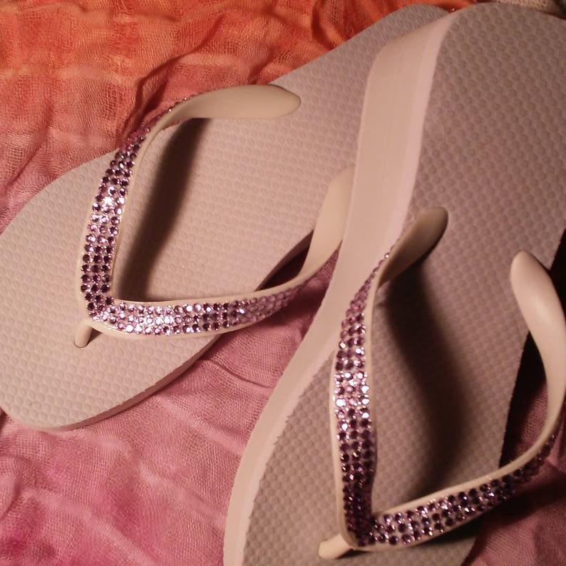 crystal wedge flip flops