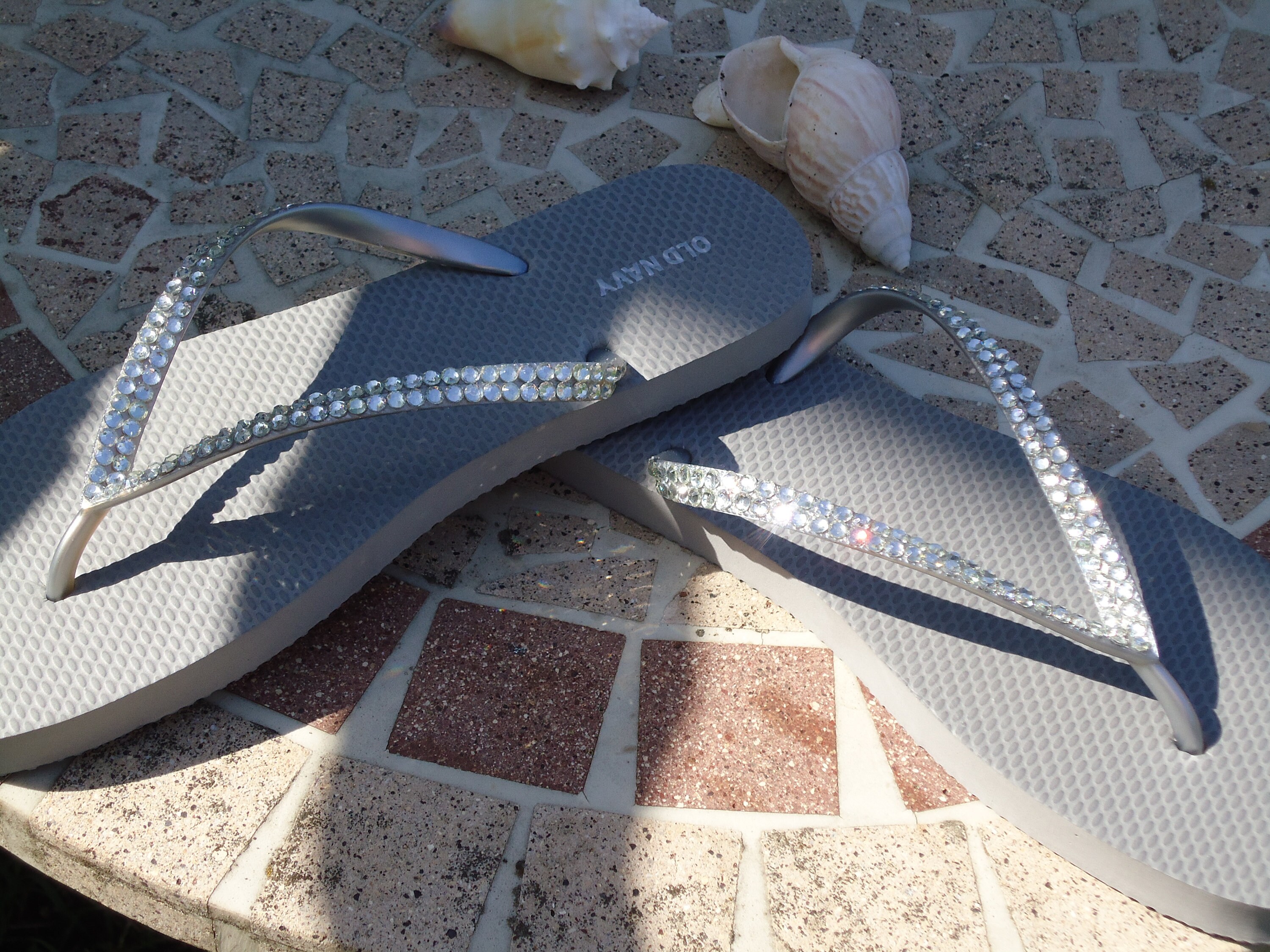 silver wedding flip flops