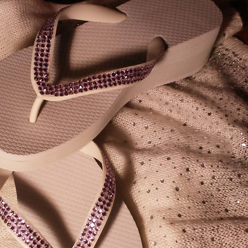 crystal wedge flip flops