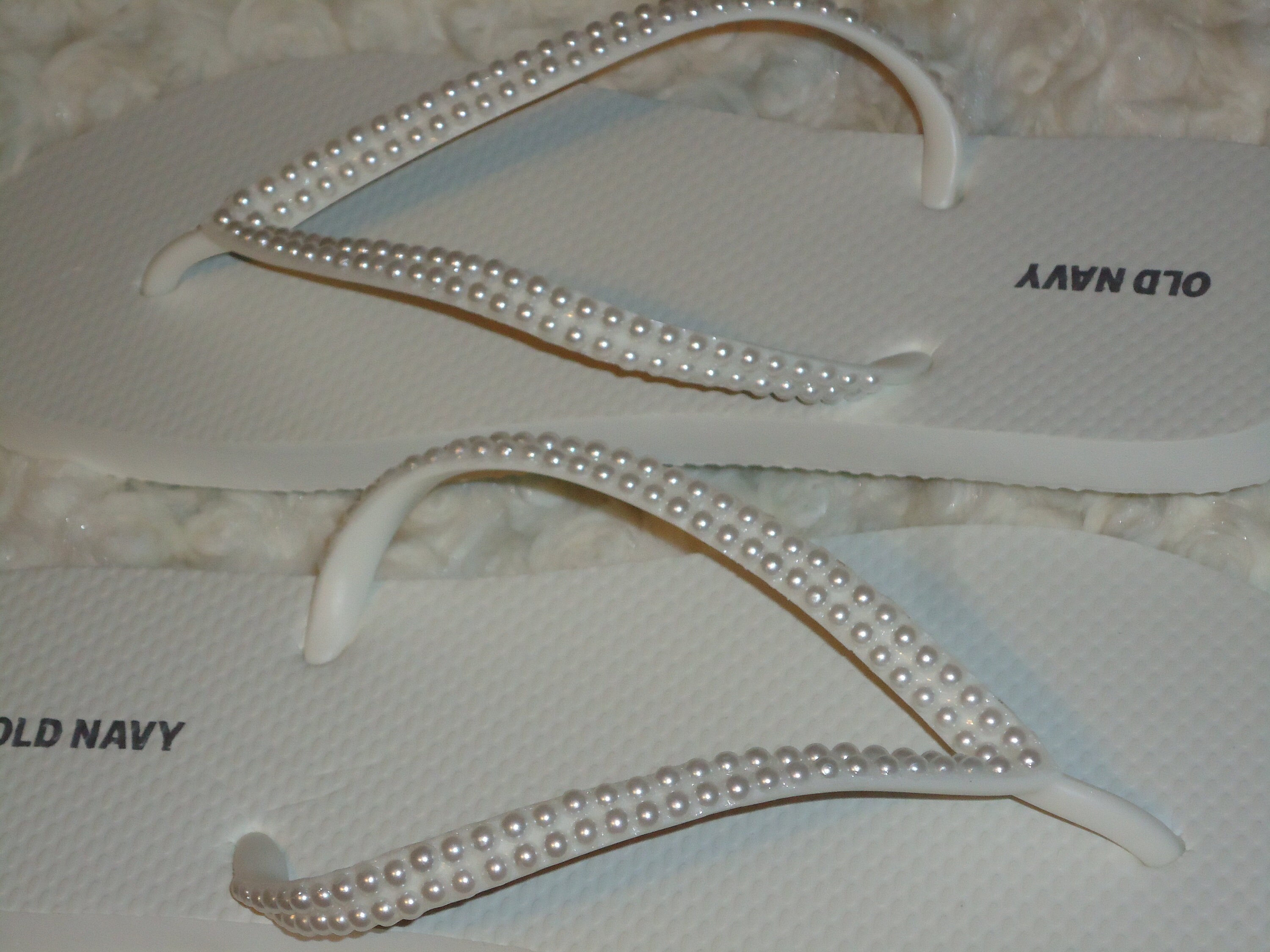 White Pearl Covered Flip Flops | Etsy