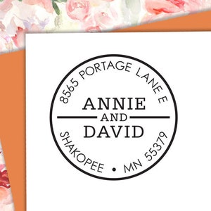Custom Pre-Inked Address Stamp, Circle Design, Housewarming Gift, Circle1-new-20161225