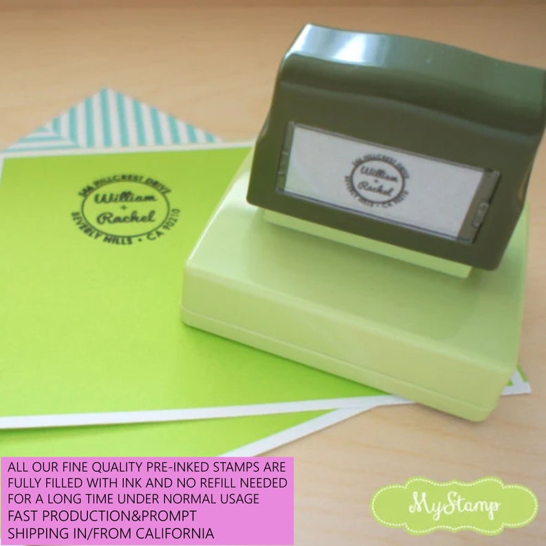 Self-inking CUSTOM STAMP, Pre Inked/self-inking, Address Stamp, Custom Address Stamp, Housewarming, library/business stamp, Circle Stamp 6 image 3