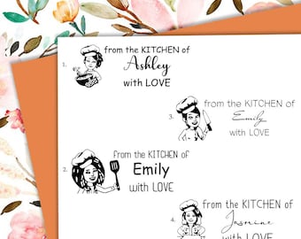 CHEF-Bitmoji Self-inking, pre-inked CUSTOM STAMP, Address Stamp, Custom Address Stamp, Housewarming Gift, library/business stamp, D5-14