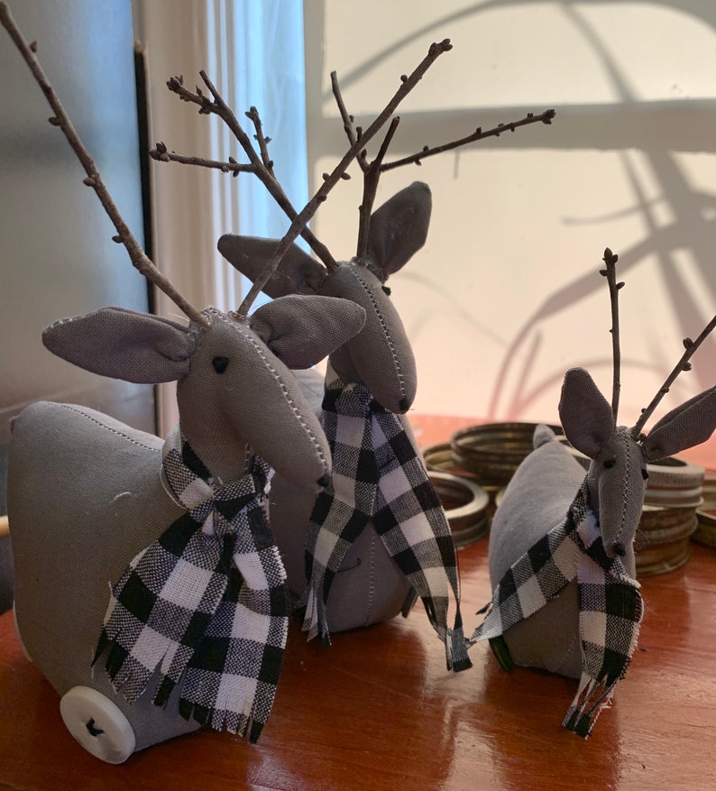 Reindeer Christmas Decorations Set of 3 Plush Reindeer Etsy