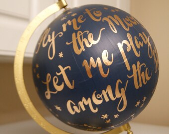 Custom Hand Painted Constellation Globe, Hand Lettering, 12" Anthropologie Inspired **Made to Order**