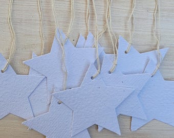 Handmade paper tags /Star shaped swing tags /Recycled paper / Gift wrapping tags / Christmas wrapping /Paper label /Florist tags / Blank tag