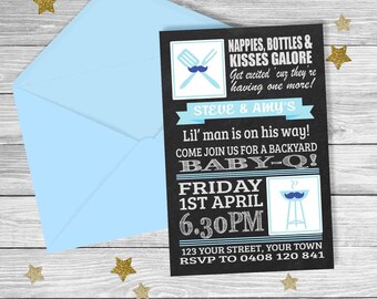 BLUE BABY-Q Baby Shower {Digital File} Baby BOY Party Printable