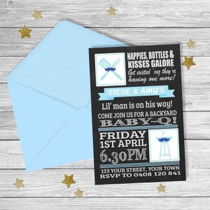 BLUE BABY-Q Baby Shower {Digital File} Baby BOY Party Printable