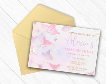 DIY Purple and Pink Butterfly | Birthday Invitation {Digital File} PARTY PRINTABLE