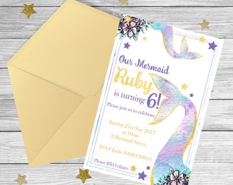 MERMAID SIXTH Birthday Invitation {Digital File} GIRL Party Printable