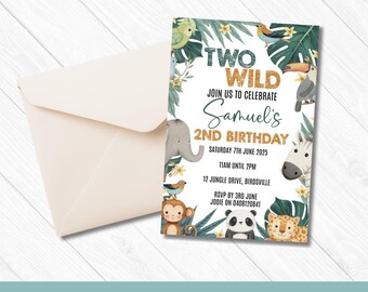 Two Wild | Jungle | BOY | Birthday Invitation | DIGITAL FILE