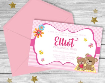 TEDDY BEAR Picnic  FIRST Birthday Invitation {Digital File}