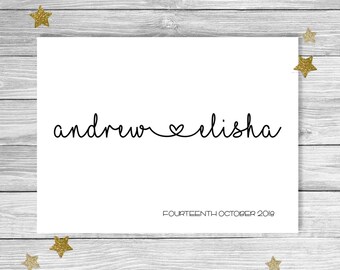 Personalised | LOVE Engagement Wedding 2 Names Decor Print {Digital File}