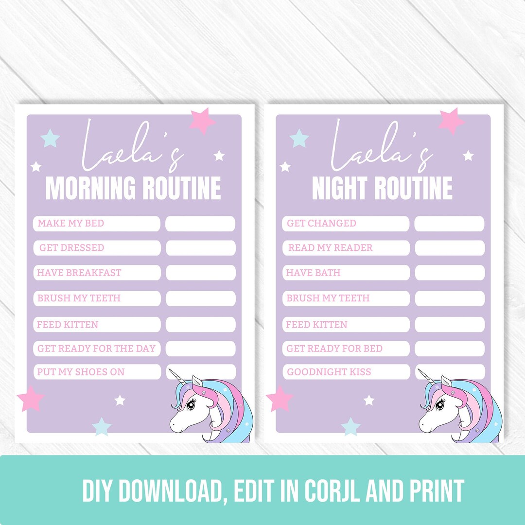 Morning And Night Routine Chart.pdf DIY Printable | Morning and Night Routine Charts - Etsy Australia