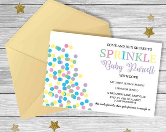 Baby Sprinkle GENDER REVEAL Baby Shower Invitation {Digital File}