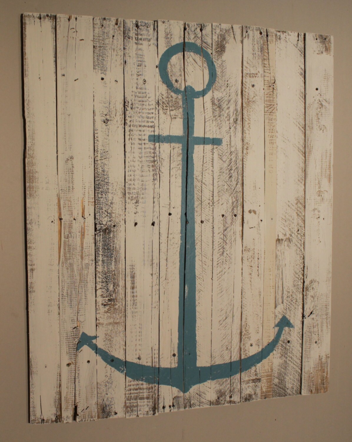 Nautical Decor Beach Art Anchor Wall Hanging Teal Anchor on Etsy