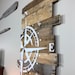 Nautical Decor Compass Rose White on Natural Wood  43'L x 24'W Beach Decor, Nautical, Beachy, Sea Sign, North South East West, reclaimed 