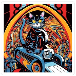 Great Space Coaster Cat - Cyberpunk Sticker /Kiss-Cut Vinyl Decal