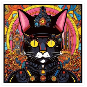 Commander Cat - Cyberpunk Sticker /Kiss-Cut Vinyl Decal