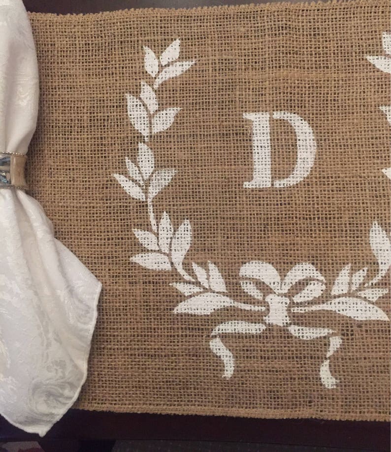 Laurel Monogram Placemat / Laurel Burlap Placemat / Monogram Etsy