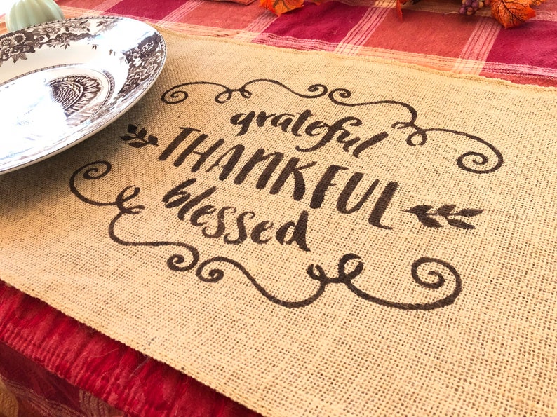 Grateful Thankful Blessed Placemat / Grateful Burlap Placemat Etsy