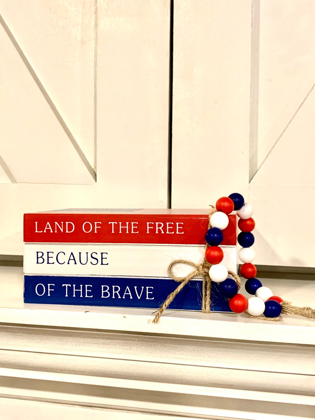 Red, White and Blue Jar Decor / Patriotic Garland / Americana Wooden