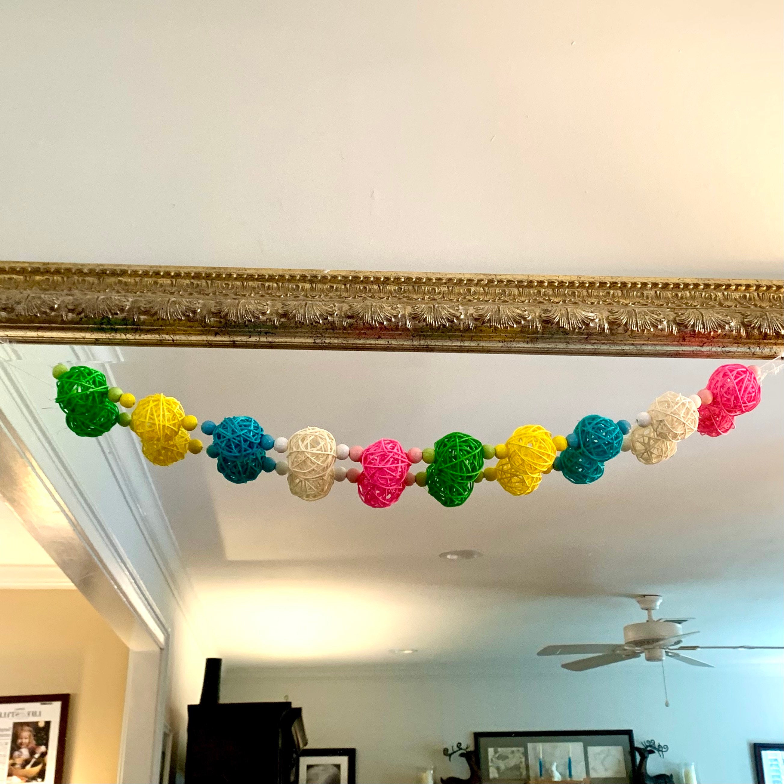 Spring Garland / Spring Rattan Ball Garland / Easter Garland - Etsy