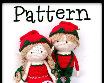 Pattern Boy and Girl Elf Doll crochet Holiday