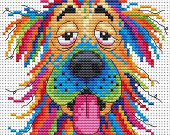 Fabulous Dog Tired Cross Stitch Instant Download Pattern