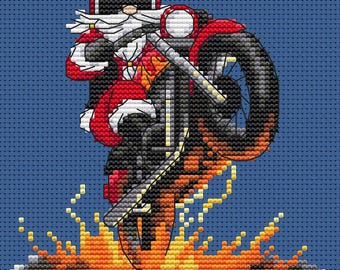Santa Fires It Up Cross Stitch Pattern, Instant Download PDF