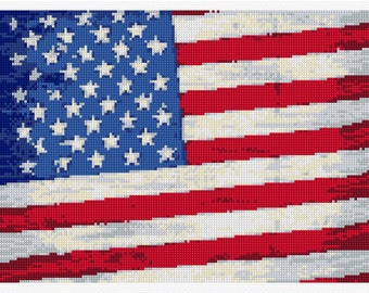 USA vlag Cross Stitch PDF-grafiek, patroon.