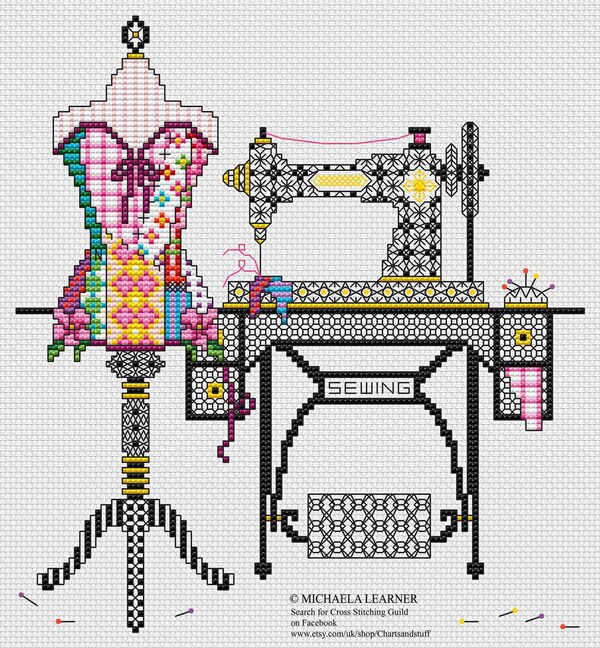 Patchwork Sewing Machine Cross Stitch Instant Download PDF Etsy Canada