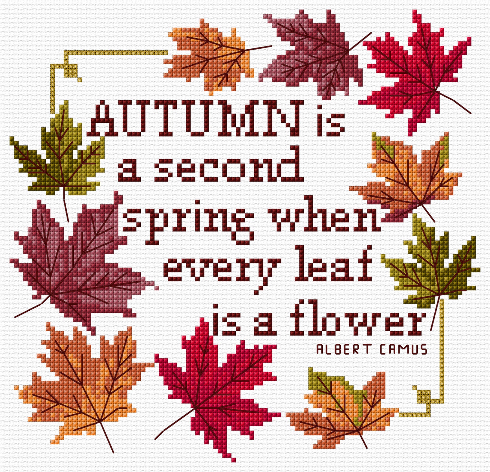 Autumn Leaves Cross Stitch Sampler Instant Download PDF Chart - Etsy