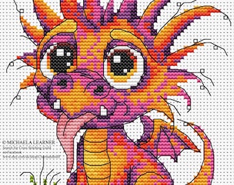 Mabli Dragon Cwtchling Cross Stitch Pattern. Download PDF