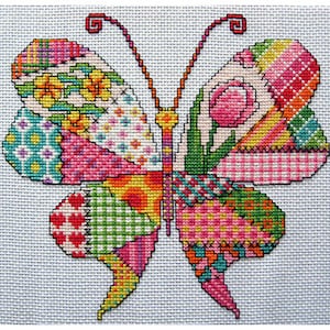 Patchwork Butterfly Cross Stitch Pattern. PDF Instant Download