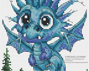 Emrys Dragon Cwtchling Cross Stitch PDF Download Pattern