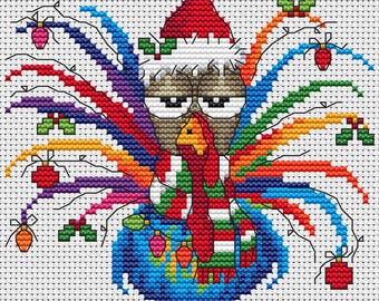 Merry Cluckin Christmas Cross Stitch Instant Download PDF Pattern
