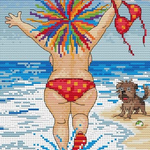 Patrón de punto de cruz para ola de calor. Descarga instantánea en PDF.