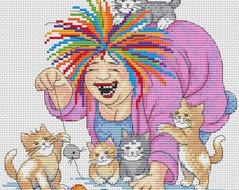 Purr-fect Day Instant Download PDF Cross Stitch Pattern
