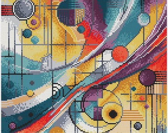Schema punto croce Melody Abstract. Download immediato in PDF.