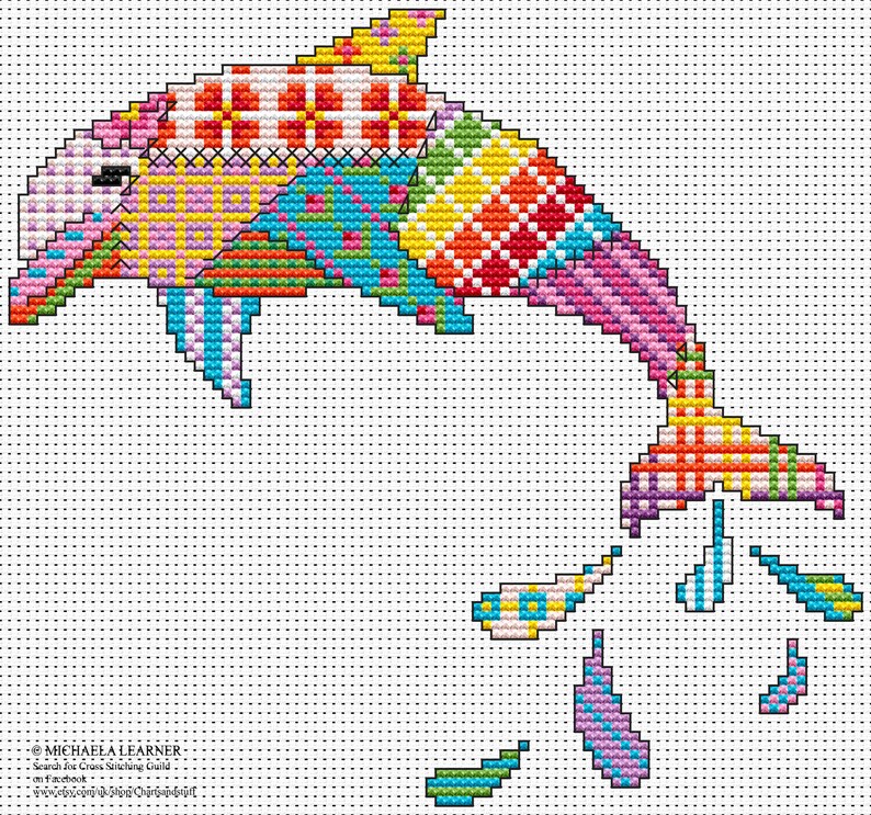 Patchwork Dolphin Cross Stitch Pattern. Instant PDF Download - Etsy