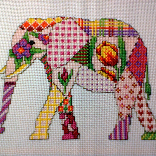 Patchwork Elephant Cross Stitch PDF Pattern