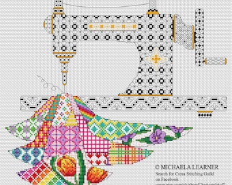 Patchwork Sewing Machine Cross Stitch Instant Download PDF Pattern