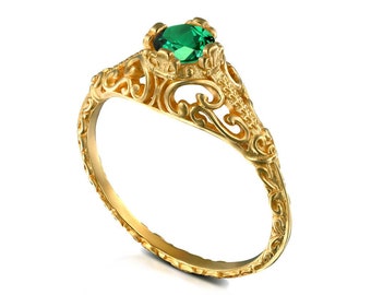 Ring setting , filigree Solitaire vintage inspired ring mount no stone, 14k gold edwardian engagement ring setting 4 prongs ring mounting