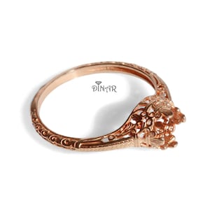 14k rose gold ring filigree setting, vintage ring setting, engagement gold ring , 18k ring setting, antique engagement ring, promise ring