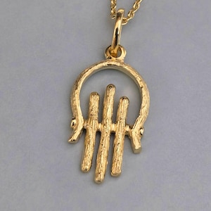 Unique handmade Hamsa David harp pendant , Jewish Hamsa necklace, Bar Bat mitzvah Israeli Art jewelry silver/ gold plated / 9k/ 14k 18k gold