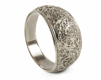Silver Filigree Band, filigree silver ring, sterling silver wedding filigree ring band, filigree antique style silver ring for men and women