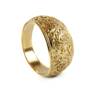 Filigree ring, filigree gold wedding ring , filigree 14k gold wedding band, filigree gold men wedding band, filigree women ring