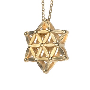 Flower of life Jewish star of david pendant ,14k gold magen david jewish holiday gift, bat mitzvah gift, bar mitzvah religious gold necklace image 1