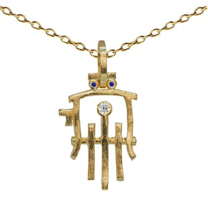 Chai pendant, chai necklace, handmade Jewish pendant Hai Hebrew letter, Bar Mitzvah gift, Judaica Israel jewelry, gold diamond Chai necklace